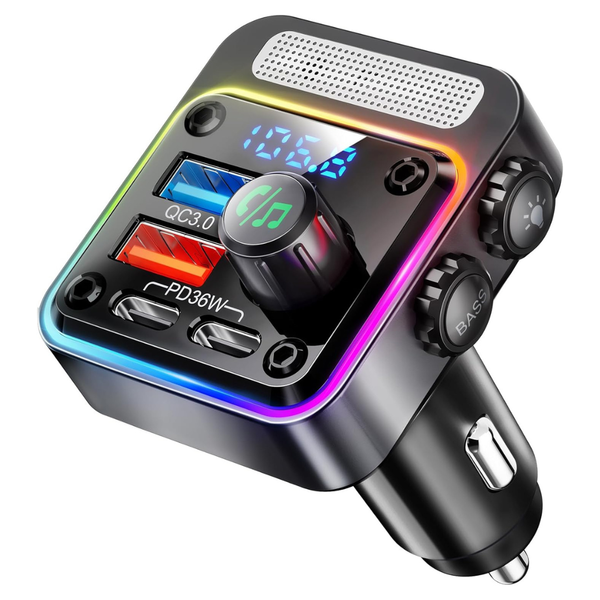 Nulaxy 54W Car Bluetooth FM Transmitter & Charger W/ 4-USB Port & LED