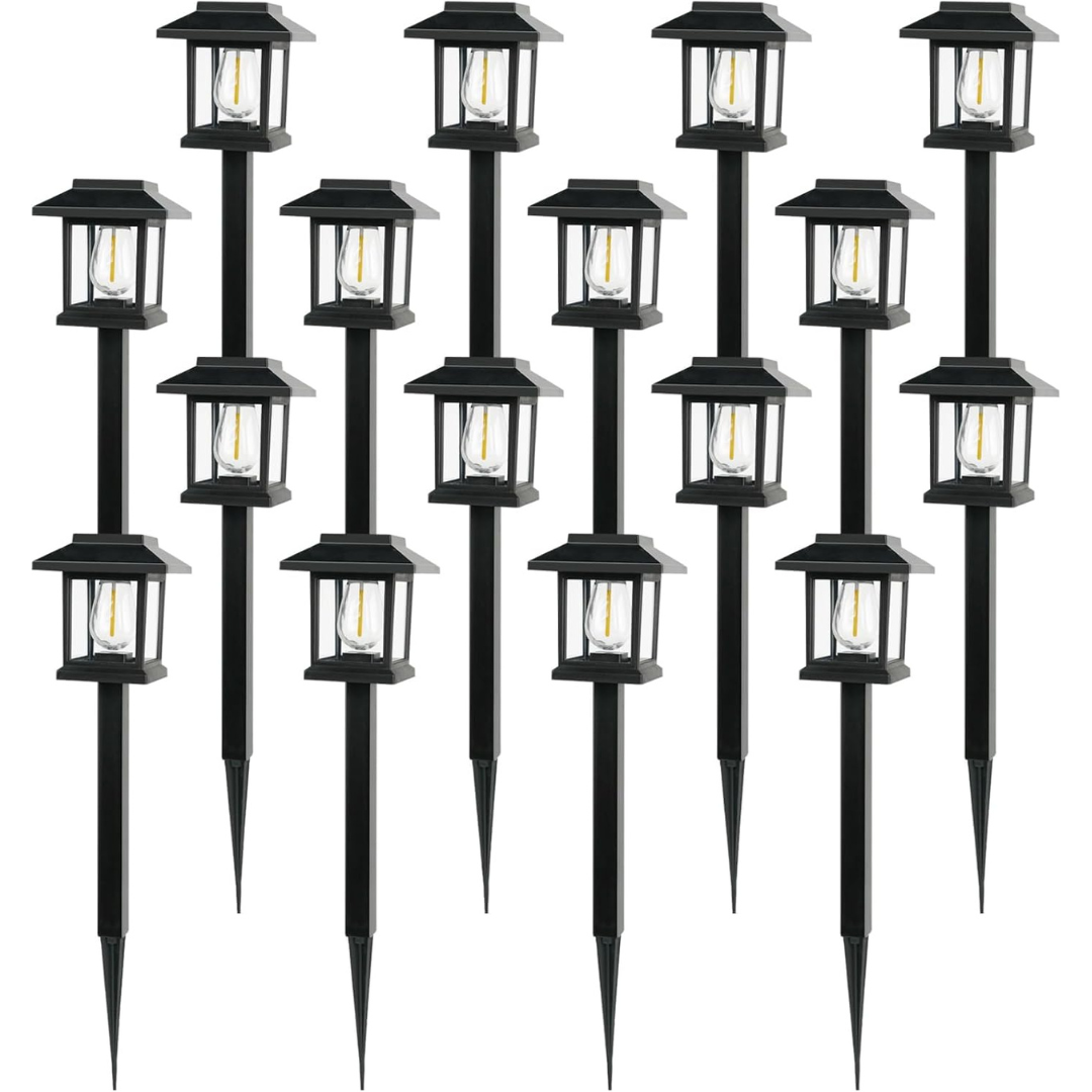 16-Pack Extra Bright Outdoor Solar Pathway Lights With Auto On/Off