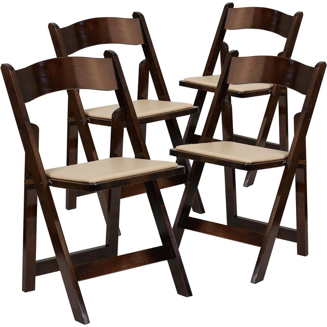 4-Pack Flash Furniture Hercules Series Fruitwood Wood Folding Chairs