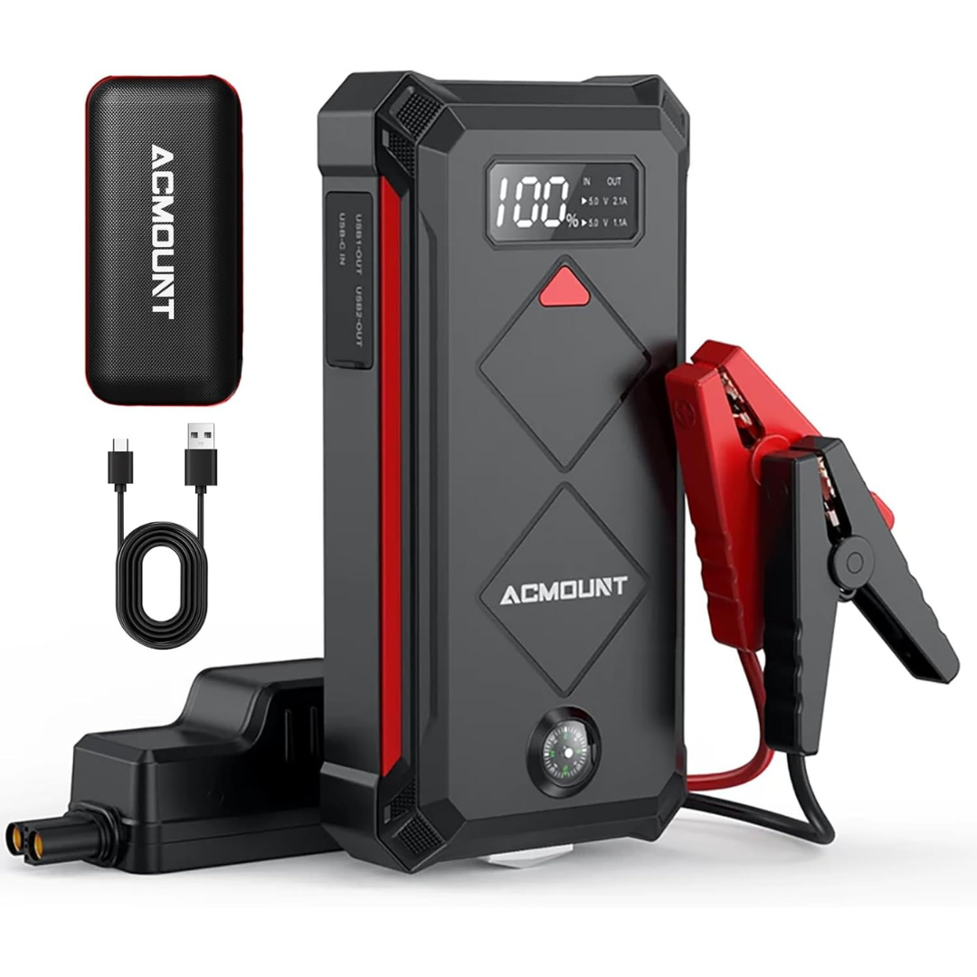 Acmount 5000A 12V Car Jump Starter W/ 20000mAh Power Bank