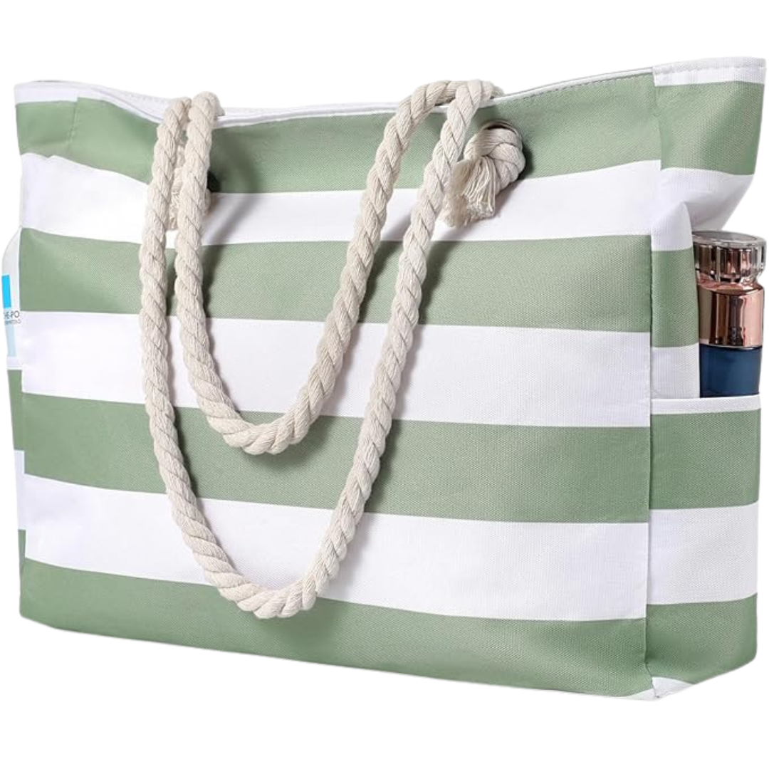 Clothirily Large Waterproof Sandproof Beach Tote Bag W/ Zipper