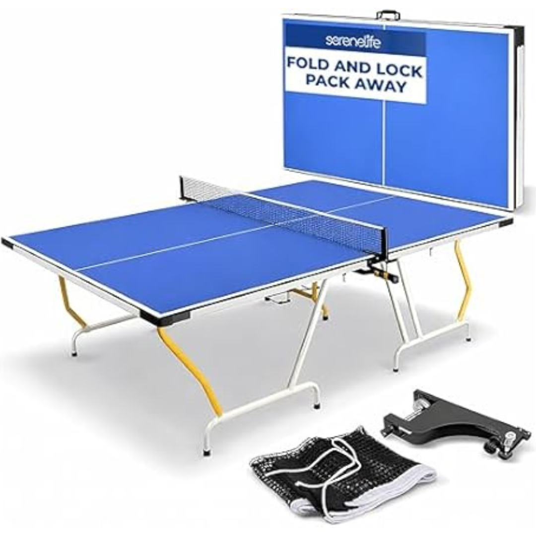 SereneLife 9 x 5 Regulation Collapsible Full Size Ping Pong Table
