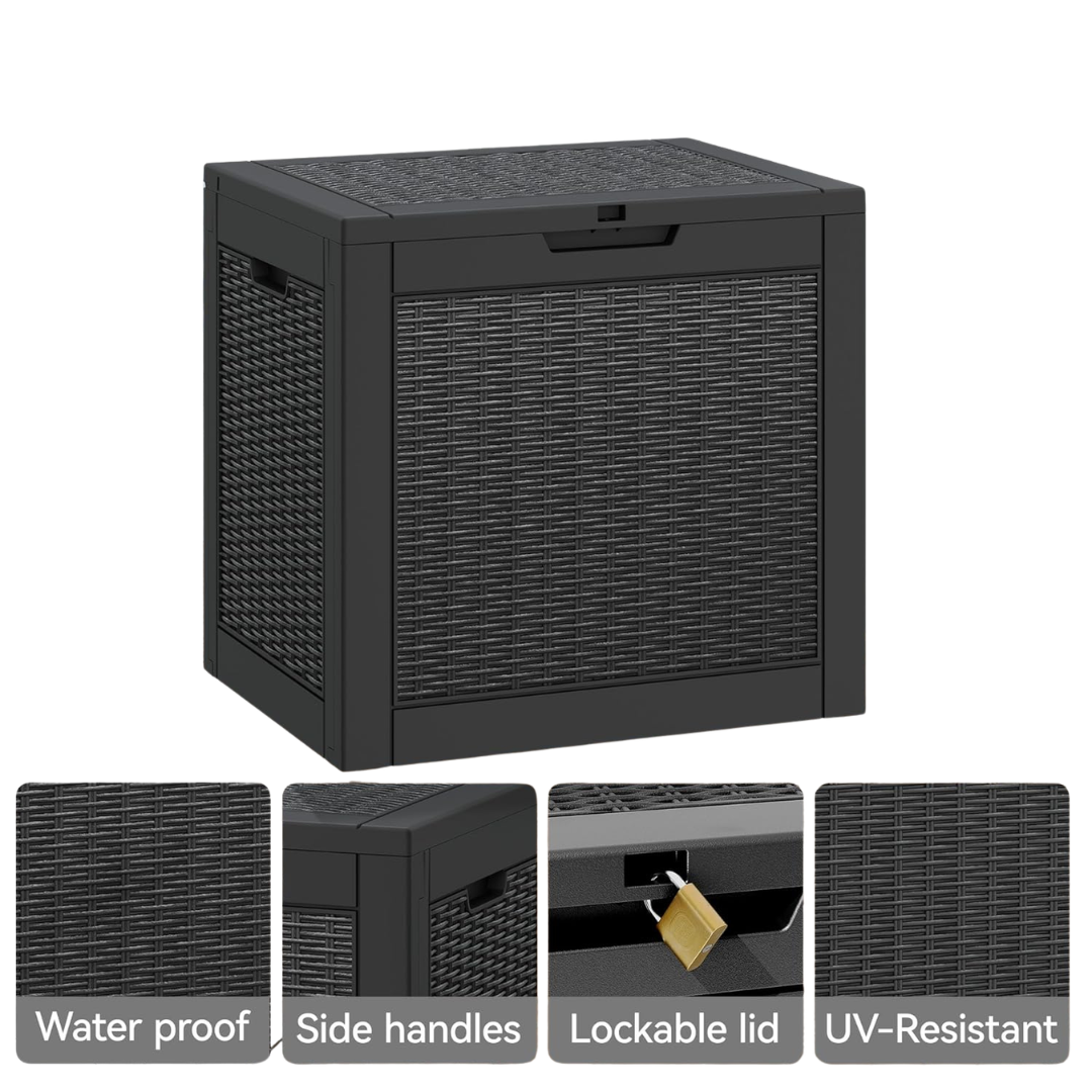 31 Gallon Waterproof Storage Resin Deck Box with Lockable Lid