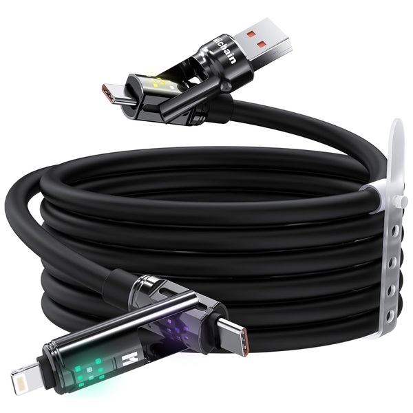 4-in-1 4 Ft 100W USB-C Multi Charging Cable with LED Light