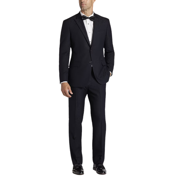 Jos A. Bank Comfort Stretch Tailored Fit Navy Paisley Tuxedo