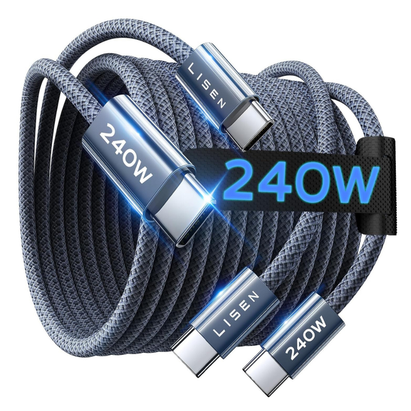 2-Pack Lisen 6.6ft 240W USB-C To USB-C Charging Cable