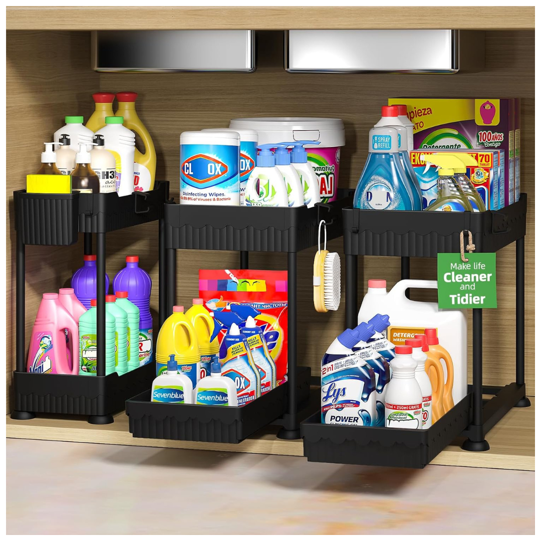 3-Pack 2-Tier Multi-Use Kitchen & Bathroom Organizers (12.8")