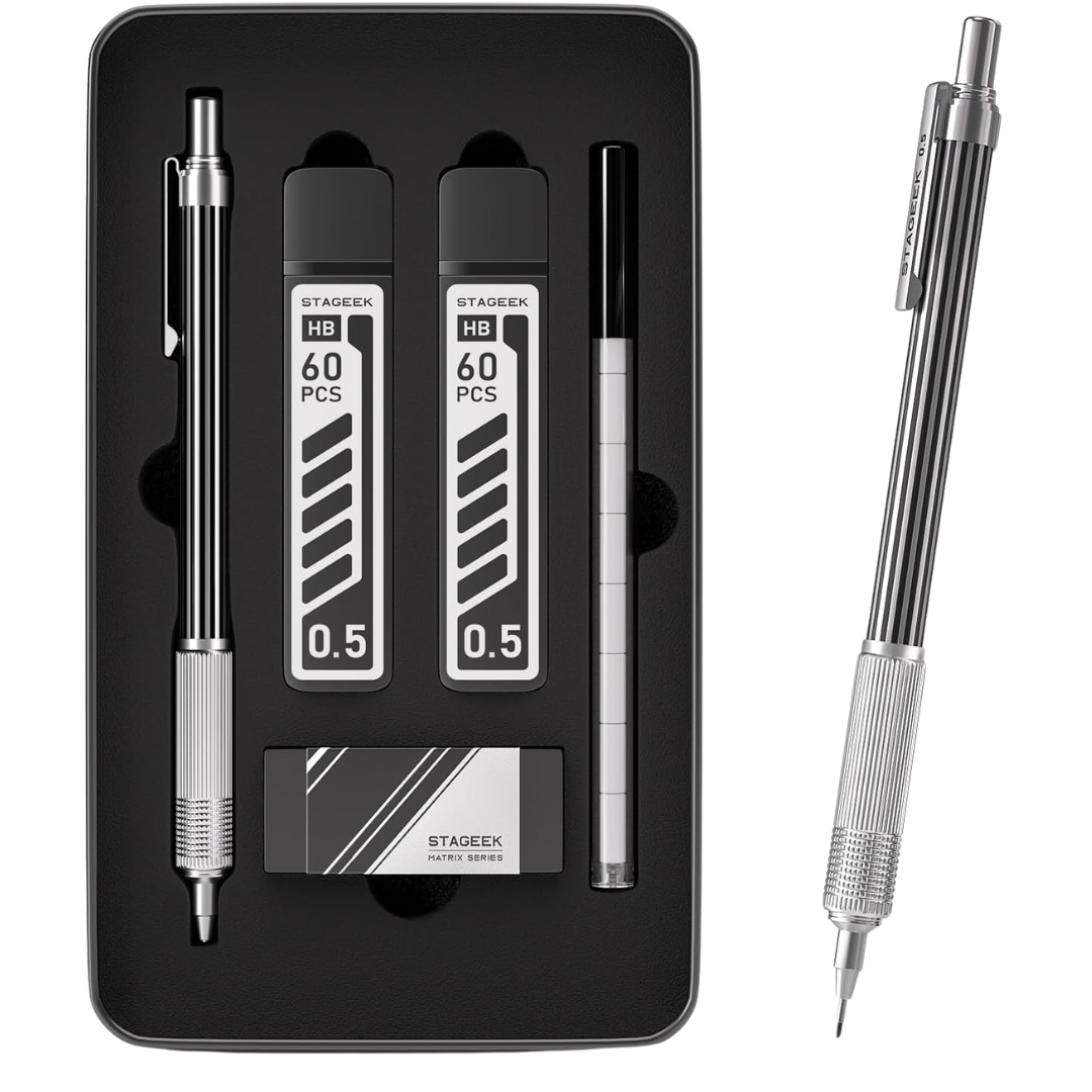 Mechanical Pencil W/ Metal Gift Case, 120-Piece HB Lead Refills