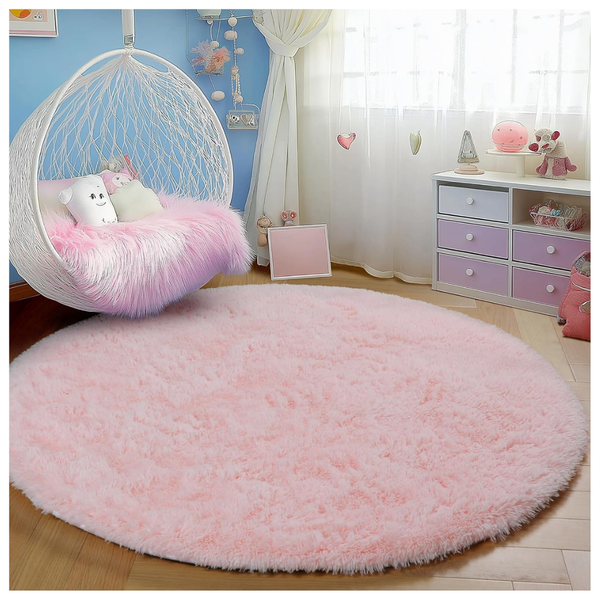 4ft Fluffy Shaggy Soft Fuzzy Circle Area Rugs