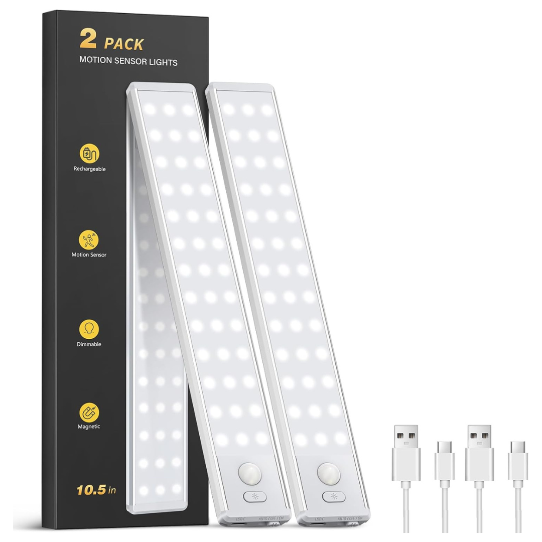 2-Pack 10.5" LED Motion Sensor Under Cabinet Lights