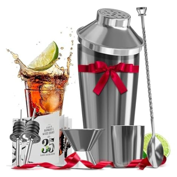 8-Piece Silver Drink Cocktail Shaker Set