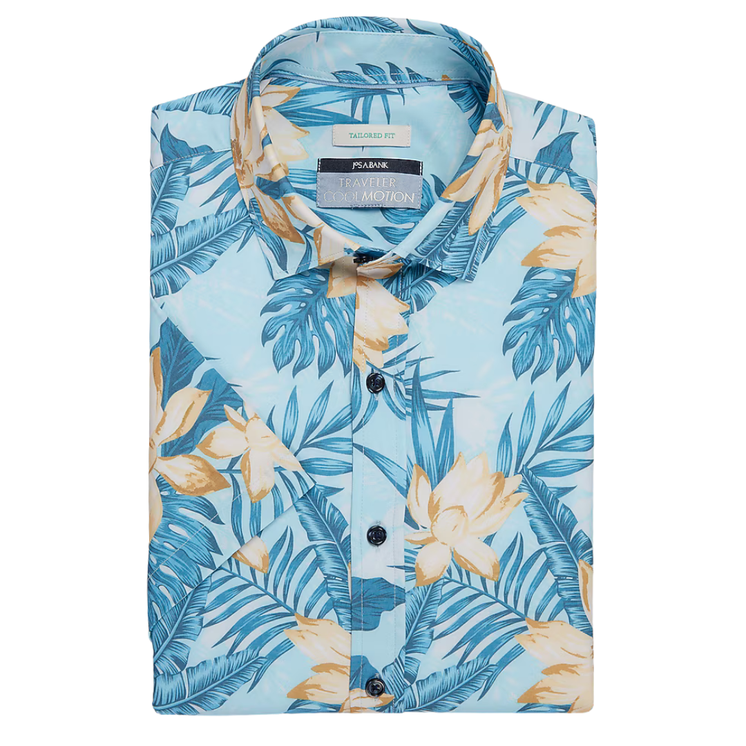 Traveler Motion Fit Hawaiian 4 Way Stretch Short Sleeve Sportshirt