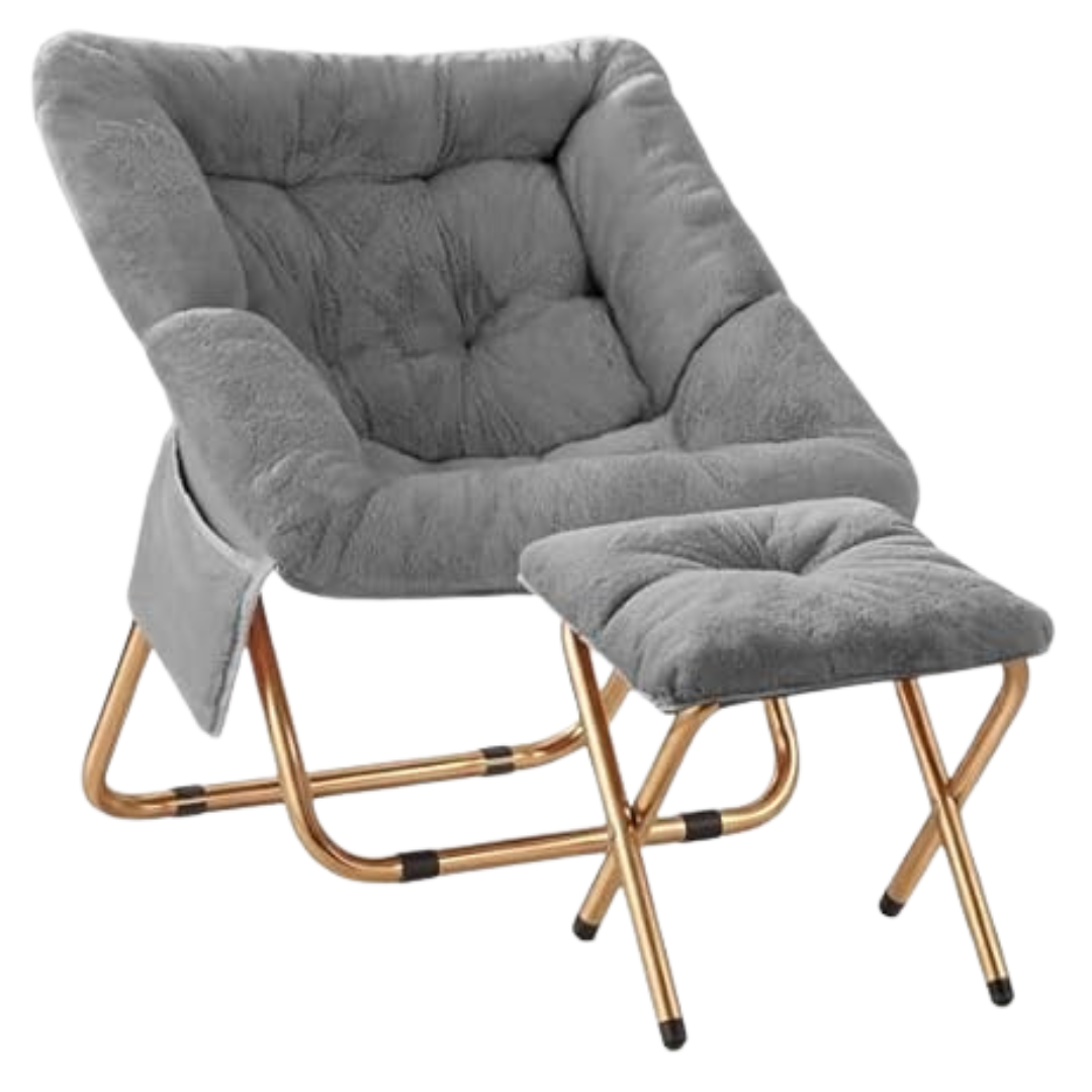 Kasunpul Foldable Soft Faux Fur Comfy Saucer Chair