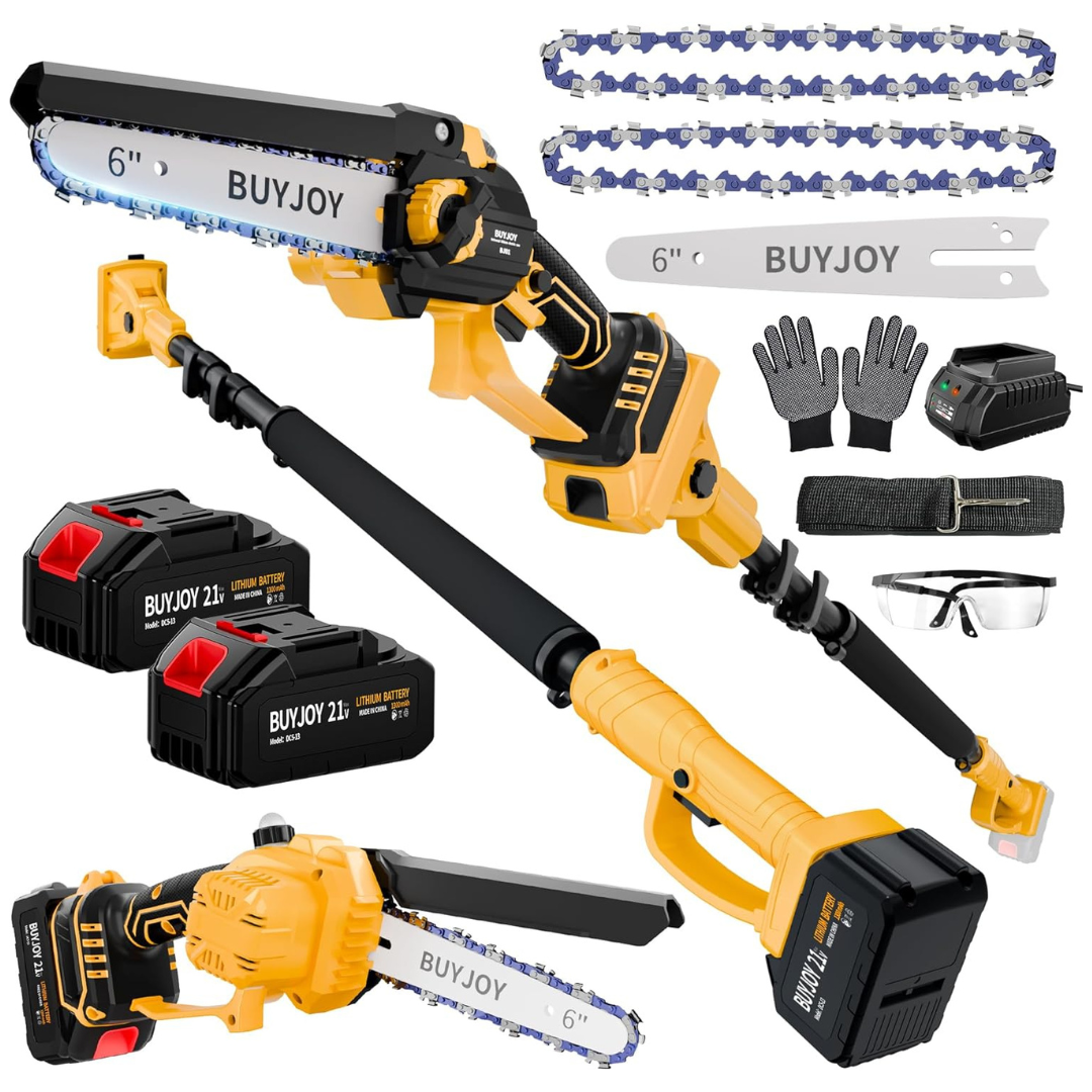 BuyJoy 6" Mini Electric Cordless Pole Saw & Chainsaw