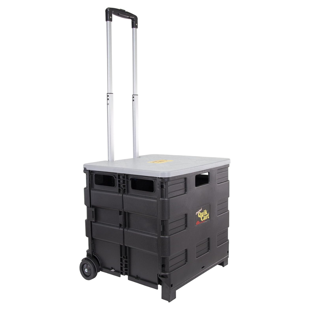 80 Lbs Capacity Quik Cart Collapsible Rolling Crate On Wheels