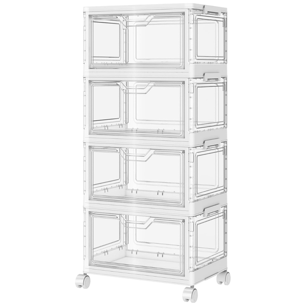 4-Tier 24-Qt Portable Clear Storage Bins With Lid & Wheels