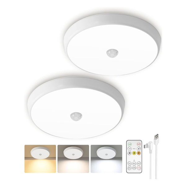 2-Pack EZVALO 10000mAh Motion Sensor Dimmable Light W/ Remote