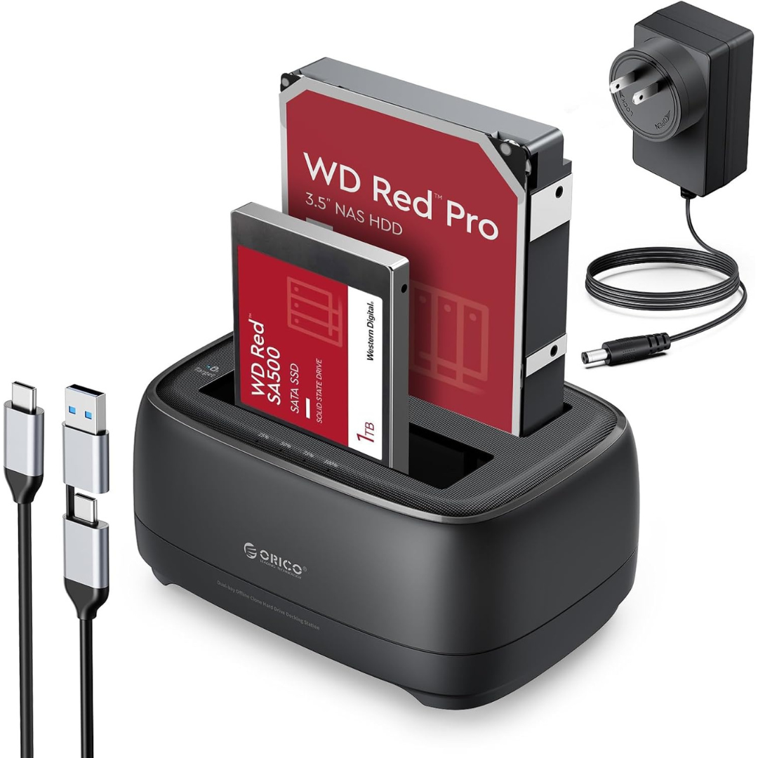 Orico 3.5" & 2.5" Dual Bay SATA SSD Hard Drive Docking Station
