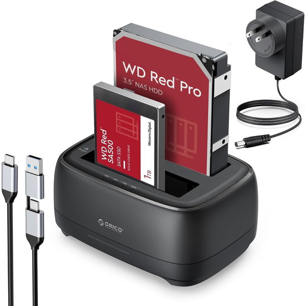 Orico 3.5" & 2.5" Dual Bay SATA SSD Hard Drive Docking Station