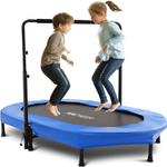 56" Kids Double Trampoline With Adjustable Handlebar (220 lbs)