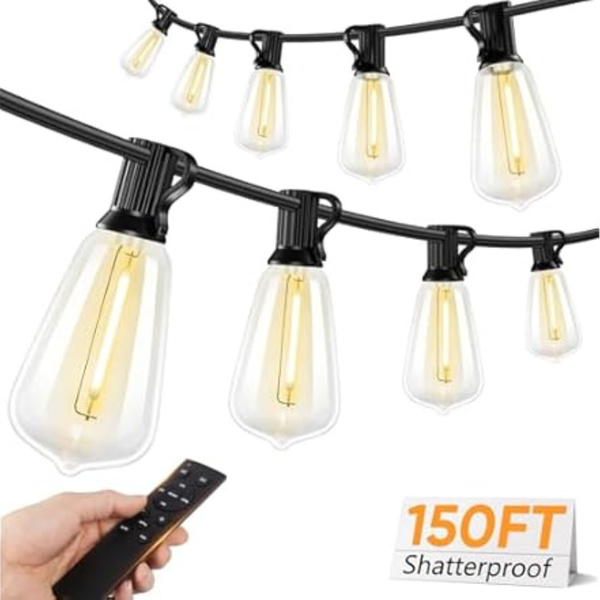 100ft Brightever Outdoor LED String Lights w/Dimmable Edison Bulbs