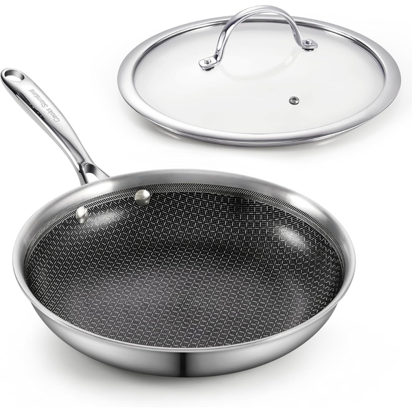 10" Hybrid Nonstick Stainless Steel Frying Pan with Lid