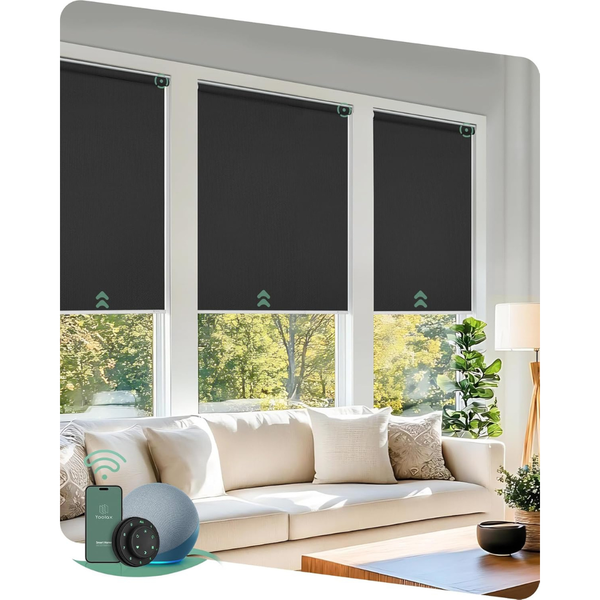 117"L x 105"W Motorized Blackout Smart Blinds with Remote