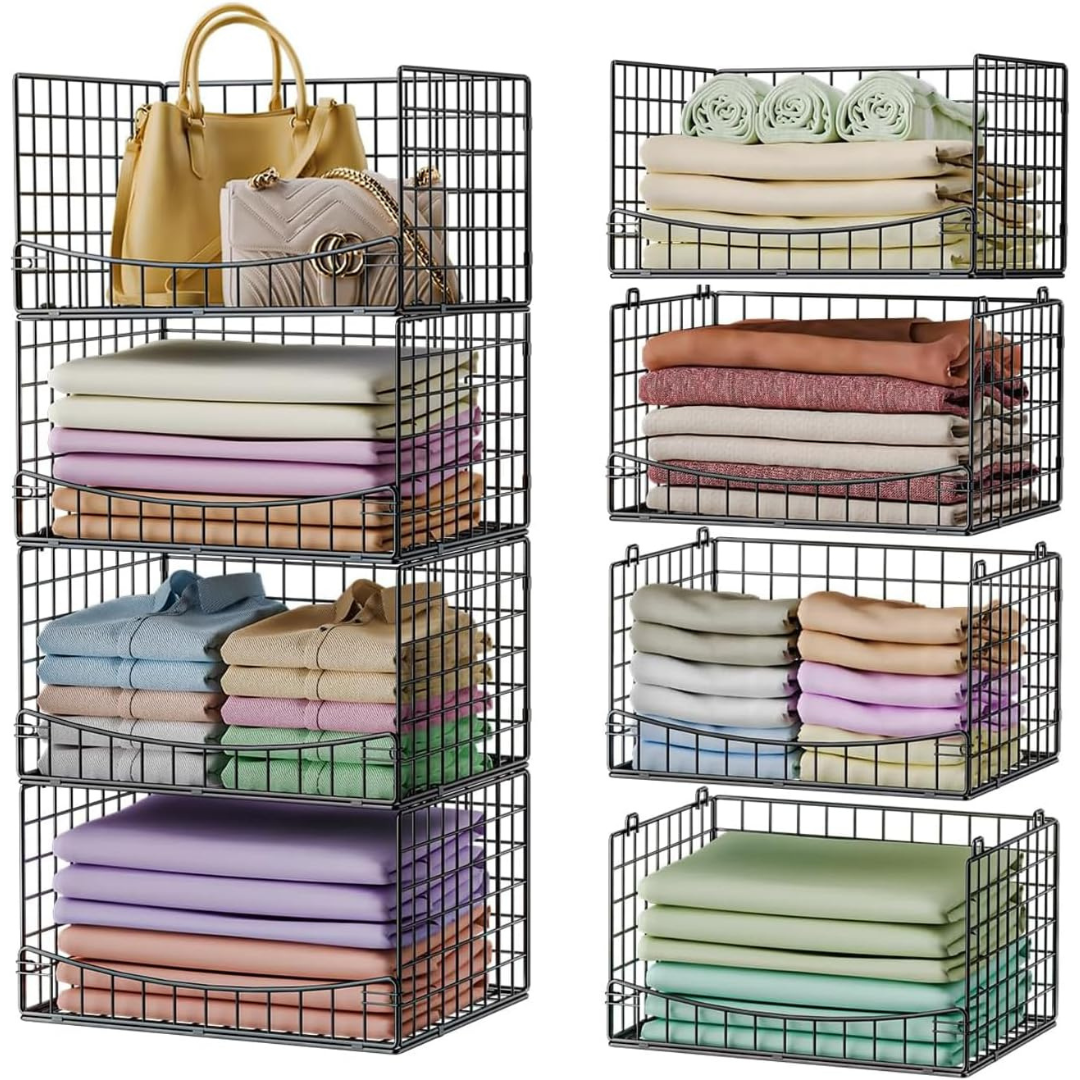 4-Tier Stackable Closet Organizers and Storage Shelves