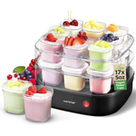 Nutrichef 17 Cup Automatic Yogurt Maker Reusable Cups with Lids