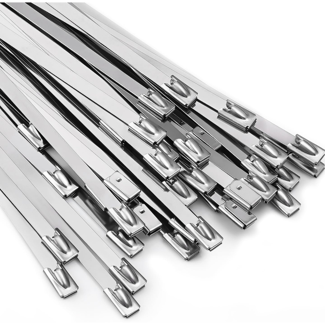 100-Pack 11.8" Self-Locking Stainless Steel Metal Zip Ties