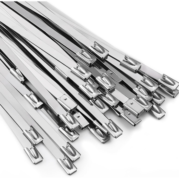 100-Pack 11.8" Self-Locking Stainless Steel Metal Zip Ties