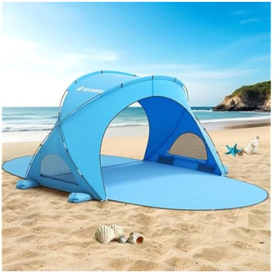 Raynesys Beach 1-3 Person Tent Sun Shelter With 2 Zippered Doors