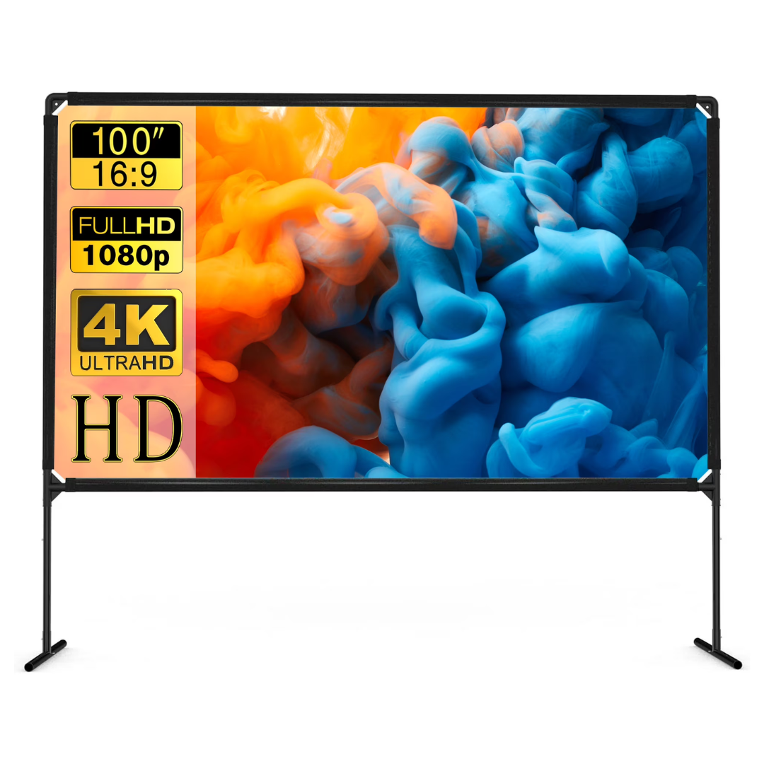 100" GT Getco Tech 16:9 4K HD Portable Projector Screen & Stand