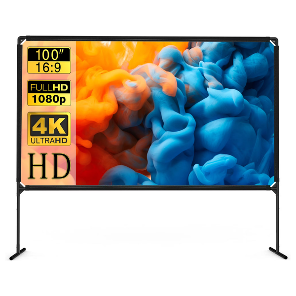 100" GT Getco Tech 16:9 4K HD Portable Projector Screen & Stand