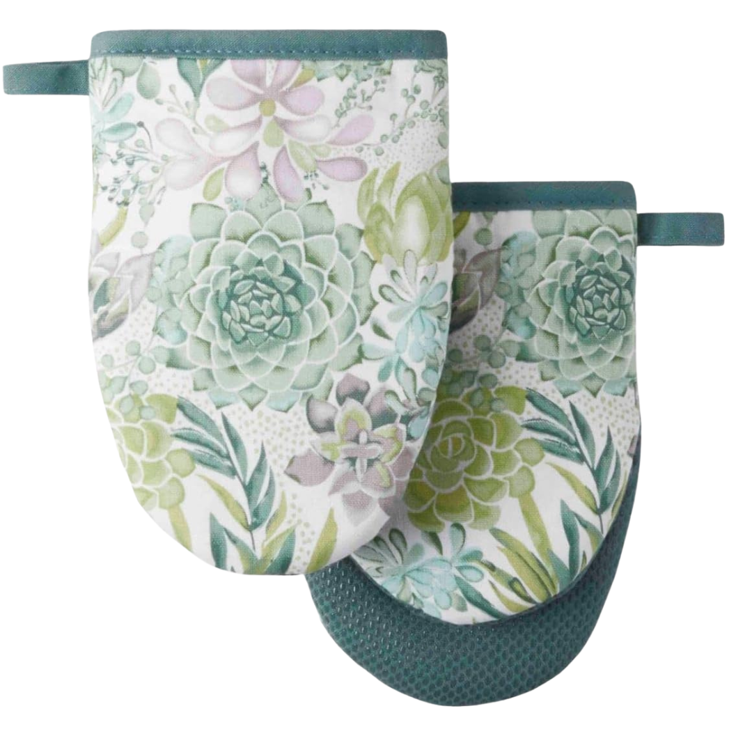 2-Pack Martha Stewart 5.5" x 8" Succulents Mini Oven Mitt Set