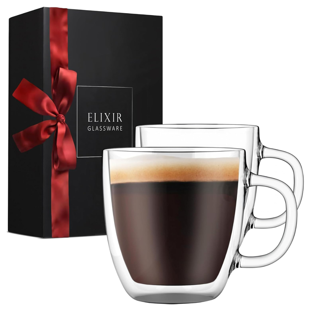 Set Of 2 Elixir 16 oz Large Double Wall Coffee Mug