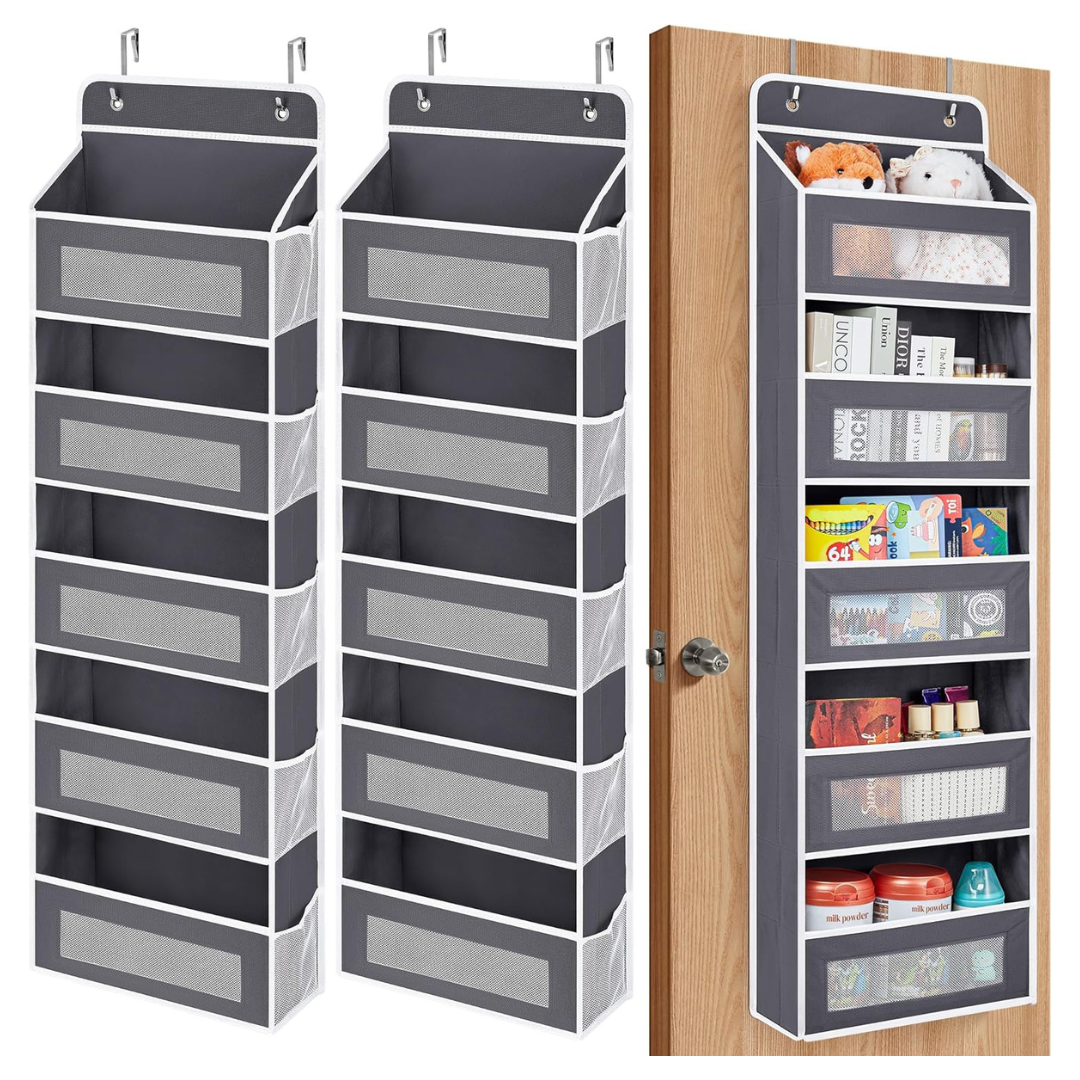 2-Pack 5 Shelf Door Hanging Organizer With 5 Large Pockets