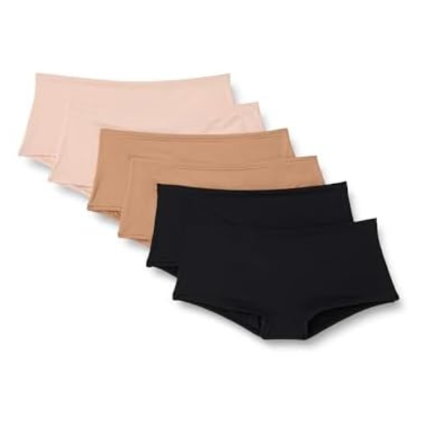 6-Pack Amazon Essentials Women's Peached Microfiber Boyshort Panties