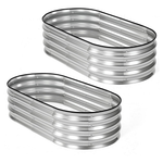 2-Count 4' x 2' x 1' Heavy-Duty Galvanized Oval Raised Garden Bed