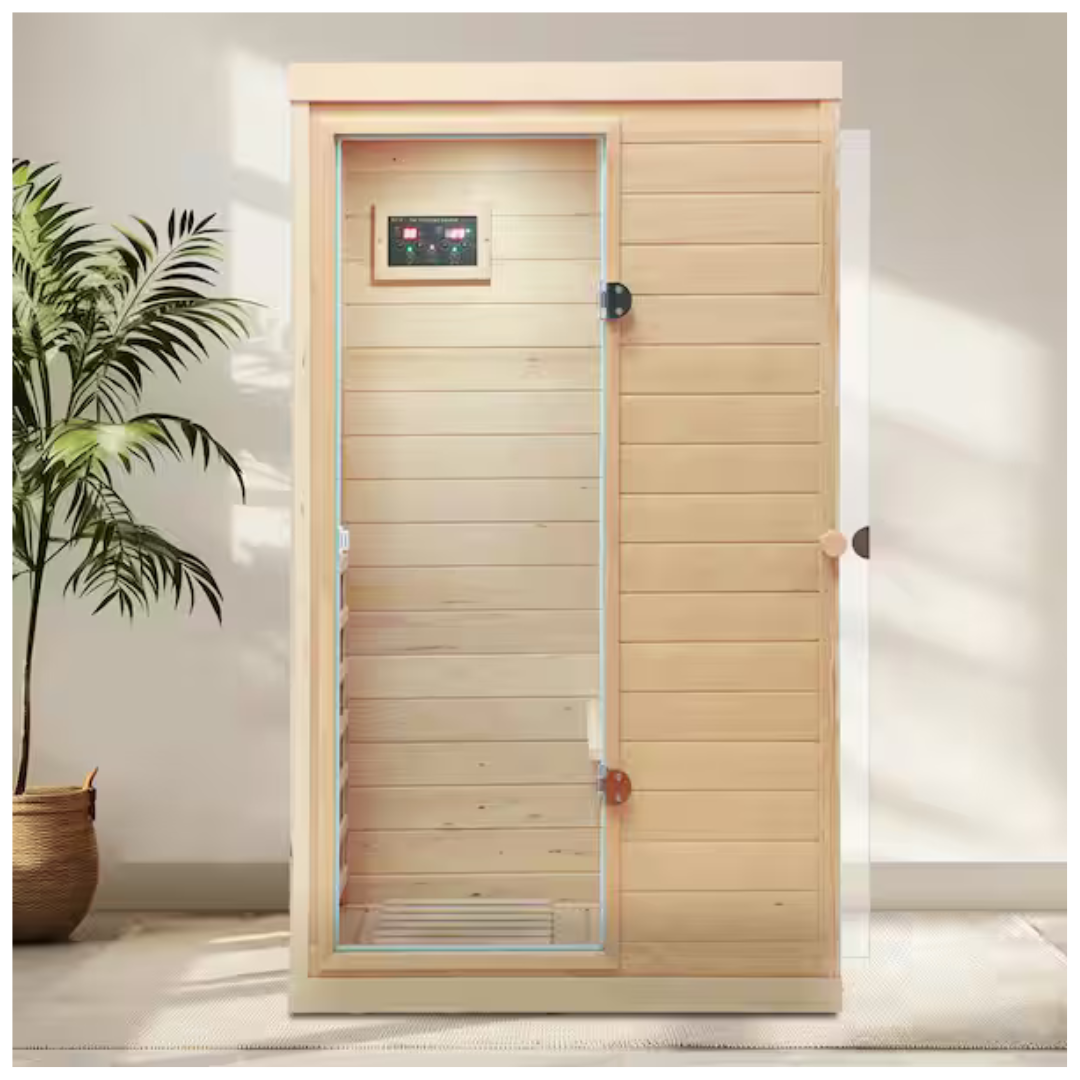1-Person Indoor Hemlock Sauna With 6 Far-infrared Heaters