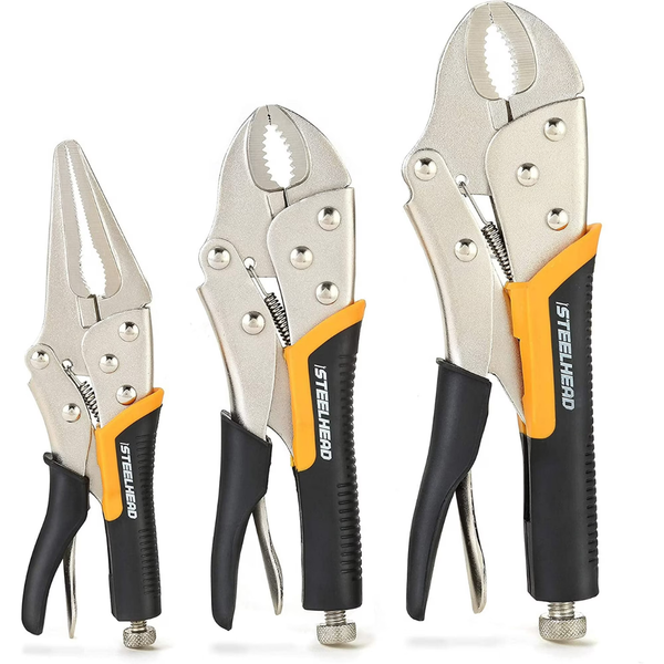 3-Piece Steelhead Curved And Straight Jaw Locking Pliers Set