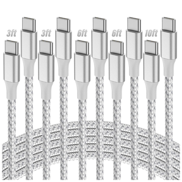 5-Pack USB-C To USB-C Nylon Braided Cables