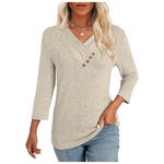 Women's 3/4 Sleeve V-Neck Button Down Tunic Tops (Various)