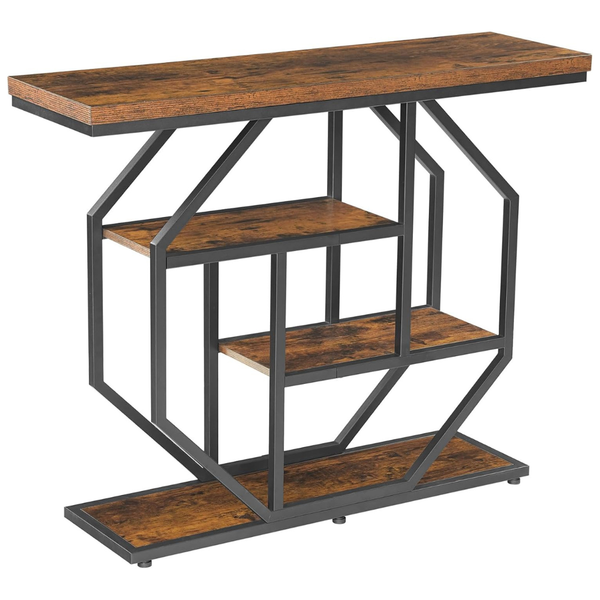 Rustic Brown Industrial Entryway Table With Storage (CTHR28001)
