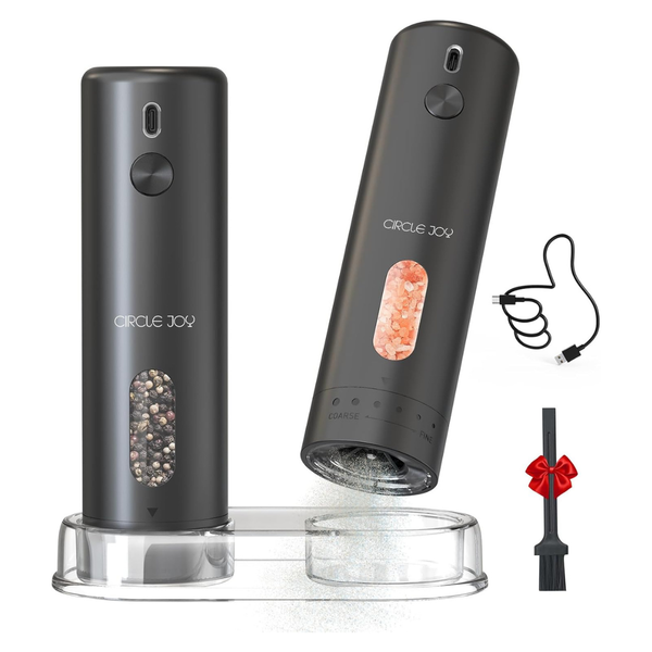 110ml Circle Joy Rechargeable Electric Salt & Pepper Grinder Set W/ Base