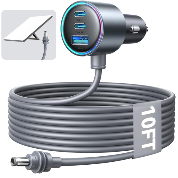 Joyroom Starlink 3-Ports Mini Car Cigarette Lighter Charger W/ 10' Charging Cable