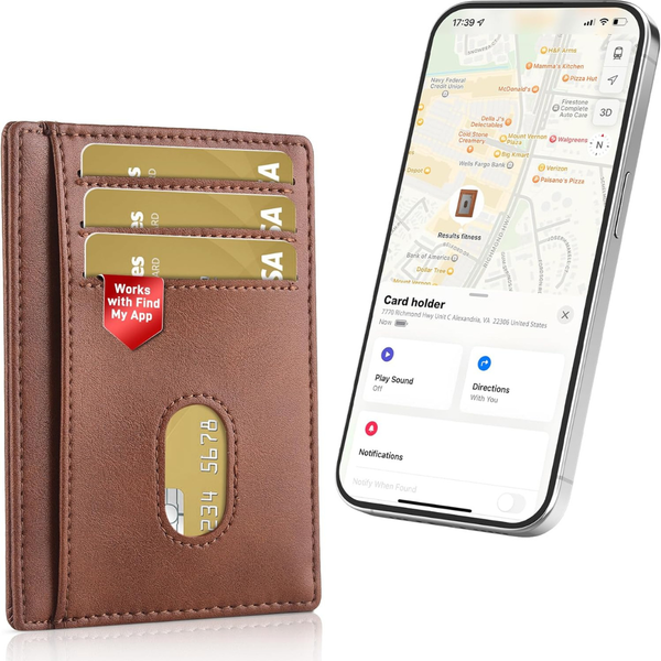 Men's Leather Slim RFID Blocking Smart Wallet W/ Tracker (2 Colors)