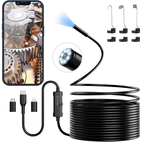 16.4-Ft Waterproof 1920P HD Endoscope Camera W/ 8-LED Lights (Various)