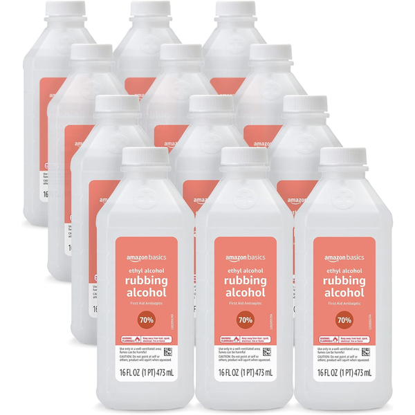 12-Pack Amazon Basics 70% Ethyl Rubbing Alcohol