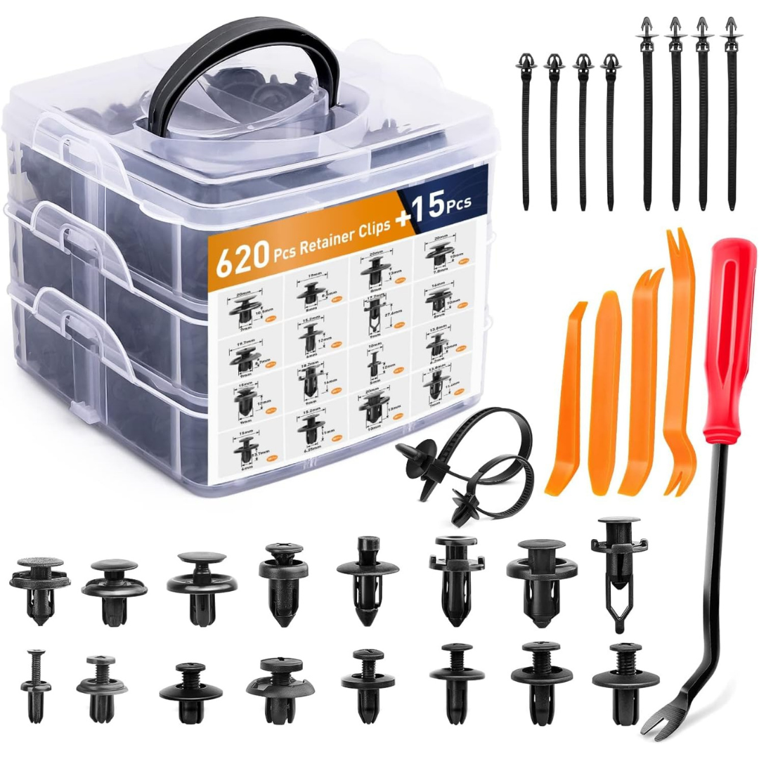 635-Piece Car Push Retainer Clips & Auto Fasteners Assortment